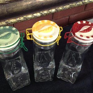 Three Adorable Glass Storage Containers with Airtight Lids